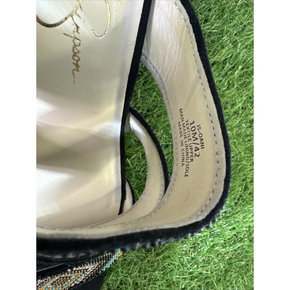 Jessica Simpson Aztec Beaded Heels Size 10M Black Square Toe Sandals - Picture 9 of 9